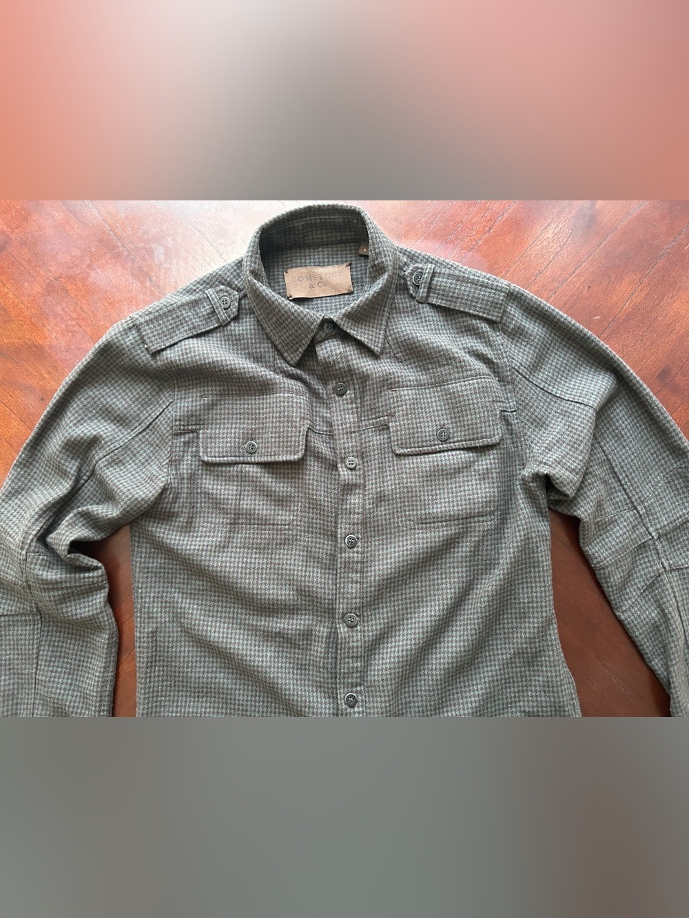 Men's Long-Sleeve Shirt Jacket in Olive 50% wool 25% rayon size s - Picture 4 of 9